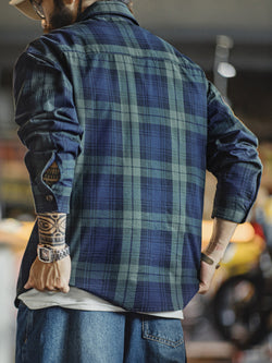 Vintage Teal Plaid Cotton Shirt